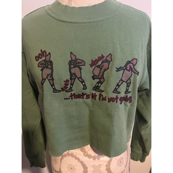 That's It I'm Not Going Anywhere Grinch Cropped Sweatshirt Medium - Picture 2 of 6